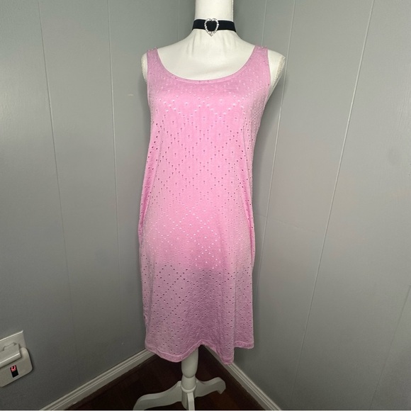 Vero Moda Pink Eyelet Midi Beach Dress NWT Size Small Balletcore - Picture 4 of 8